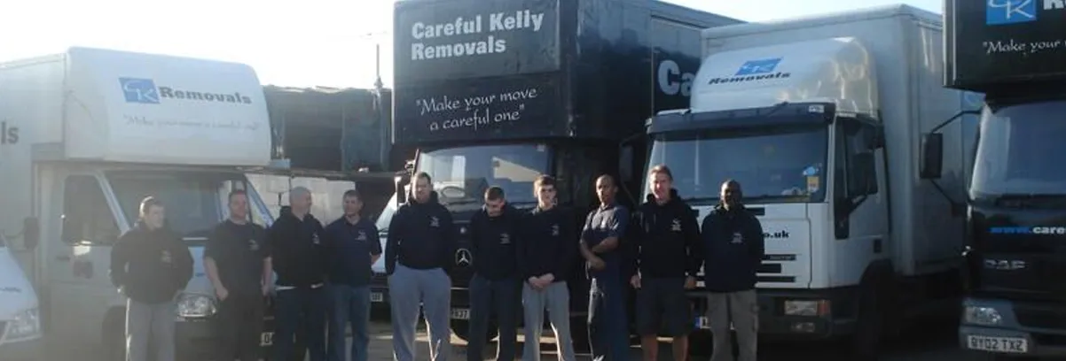 The Careful Kelly Removals team and fleet of branded removal vehicles